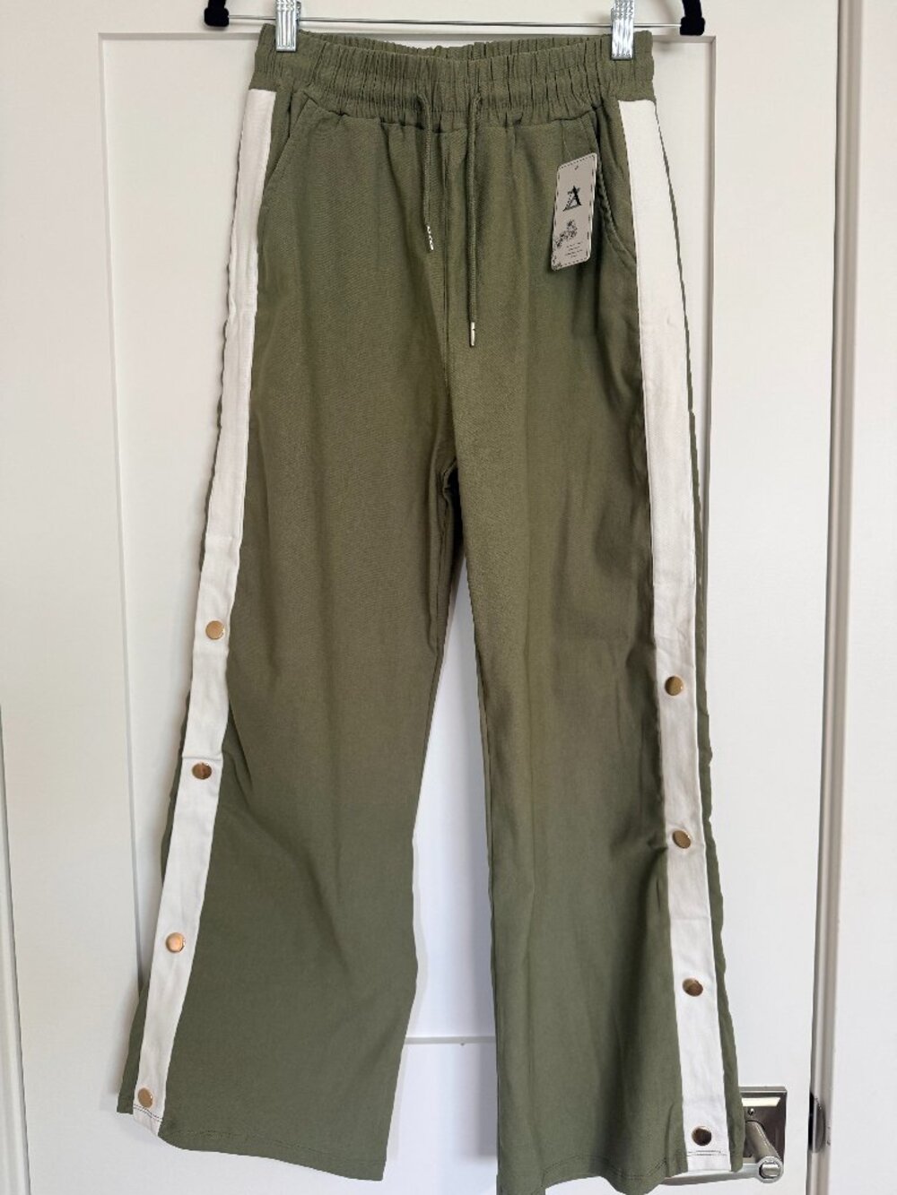 Wide Leg Trouser Track Pants with Snaps Size Small/Med